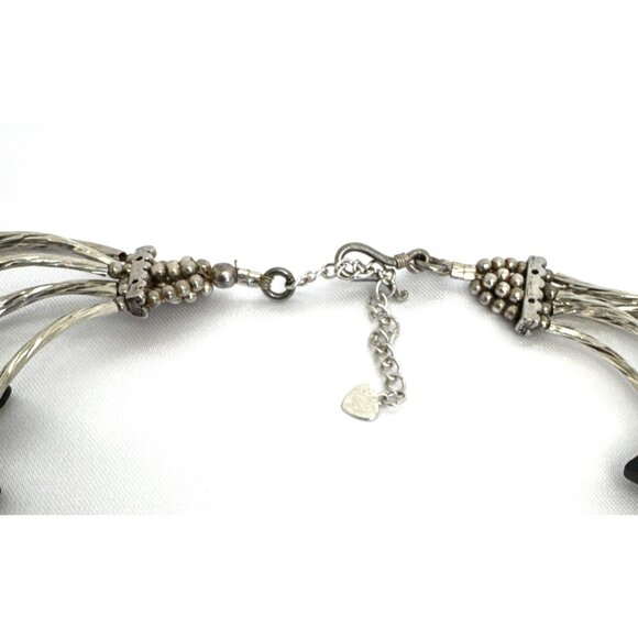 Multi-Strand Beaded Necklace With Black & Brown Beads Adjustable Chain - Picture 4 of 6